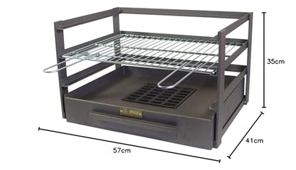 Imex El Zorro 71475.0 Grill drawer with galvanized grill, black, 57 x 41 x 35 cm.