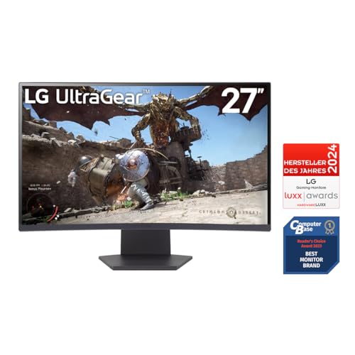 LG Electronics 27GS60QX-B.AEUQ UltraGear™ Curved QHD Gaming VA Monitor 27" (68.4cm), 2560 x 1440, 16:9, 1ms GtG, 180Hz, HDR10, 300 cd/m² brightness (typ.), AMD FreeSync, Dynamic Action Sync - Black