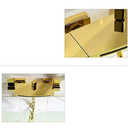 Bathtub faucet waterfall faucet bathtub mixer with shower tub faucet, tub faucet waterfall, bathtub faucet set, brass bathtub faucets (gold)