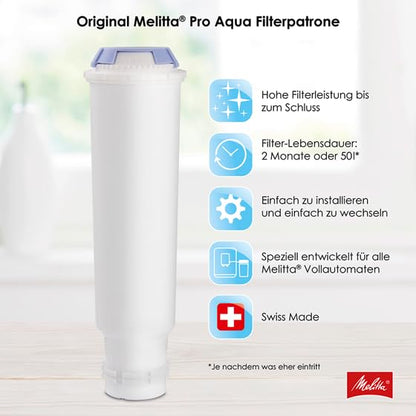 Melitta Filter Cartridges Pro Aqua (3 cartridges) - Scale filter for fully automatic coffee machines, prevent scale buildup & reduce pollutants for the best coffee taste.