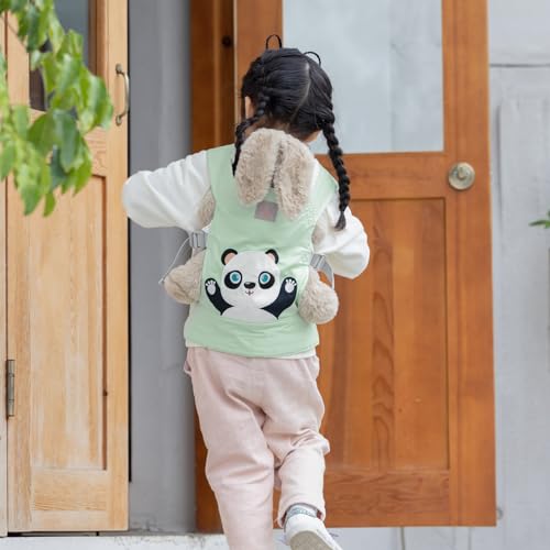 GAGAKU Doll Carrier for Kids Doll Carrier from 3 years Baby Carrier for Dolls Front Carrier Doll Accessories Doll Carrier with Adjustable Straps - Green - Embroidered Panda