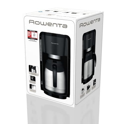 Rowenta Filter coffee machine Adagio, stainless steel thermos jug, keeps coffee warm for up to 4 hours, brews 10-15 cups, capacity 1.25 L, removable filter holder, automatic shut-off, Black, CT3818