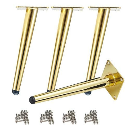 Drenky 4pcs Slanted Table Legs, Metal Cabinet Legs, Cone Furniture Legs, 201 Stainless Steel, Golden, 30cm Height, No-Slip Silent Base Placement for Sofas, Tables, and other furniture legs