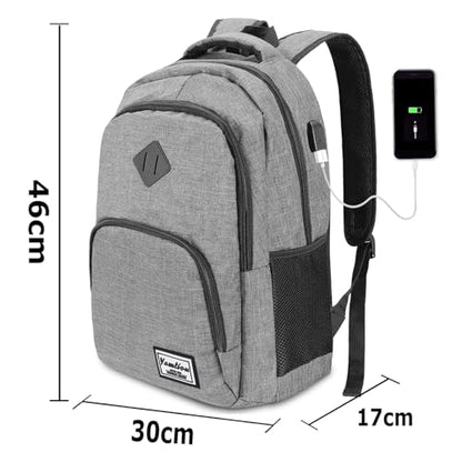 YAMTION backpack with laptop compartment, USB charging port for students and men. Ideal for school and work, 35L capacity.