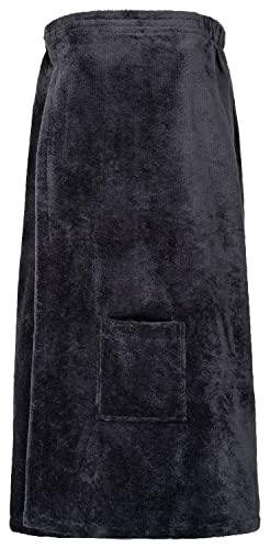 Floringo Luxury Sauna Kilt Twin-Star for Women with Velcro Closure and Patch Pocket - Slate