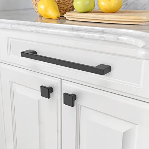 Amerdeco 8 Piece Furniture Handles Black 192mm Hole Spacing Drawer Handles for Kitchen Cabinets Cabinet Handles Drawer Pulls Door Handles for Kitchen Cabinets Wardrobe UK0036