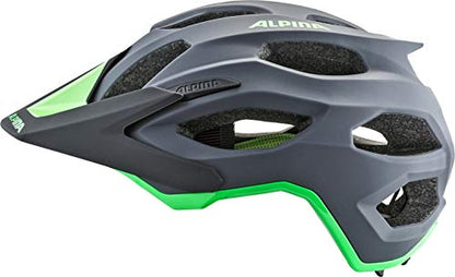 Alpina Carapax 2.0 - Lightweight, Stable & Comfortable Bike Helmet with Insect Net & Antibacterial Padding for Adults, Charcoal-Green, 52-57 cm.