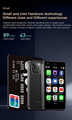 Rainbuvvy XS12 Super Mini 4G LTE smartphone with a 3.0-inch display, 2GB/4GB RAM, and 16/32/64GB ROM. Dual SIM, 2000mAh battery, 13MP camera with backup OTG. Small Android phone in black, 2+16GB.