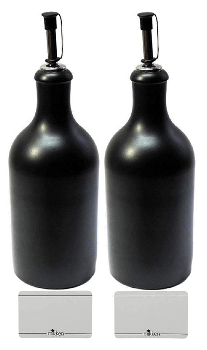 2 x Oil bottle oil dispenser 500 ml ceramic black with spout Made in Germany