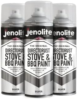 JENOLITE Directorust spray paint for grills and stoves, silver, highly heat resistant up to 650°C | 3 x 400 ml