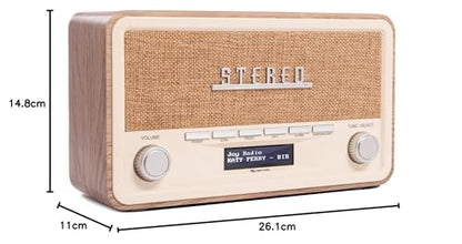 Denver Retro DAB-18 Digital radio | DAB Plus radio with Bluetooth & FM | 2x20W stereo speakers | Small radio with power plug | Kitchen radio with good sound | LCD display & alarm function