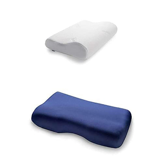 TEMPUR Pillow Set with filling and cover, Original size M with jersey pillowcase (blue)