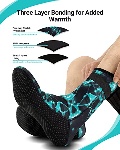 Summshall 3mm neoprene socks for men and women, keep warm neoprene socks with anti-slip sole. Durable neoprene socks ideal for water sports.