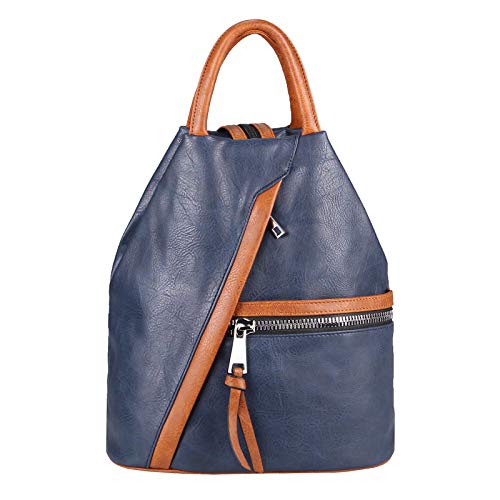 OBC women's backpack bag shoulder bag leather look daypack backpack handbag daypack city backpack blue-brown