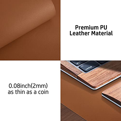 Aothia desk pad, mouse pad, office desk mat, non-slip PU leather desk mat, waterproof writing pad for office and home (Brown, 23.6" x 13.7")