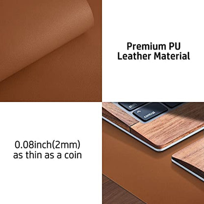 Aothia desk pad, mouse pad, office desk mat, non-slip PU leather desk mat, waterproof writing pad for office and home (Brown, 23.6" x 13.7")