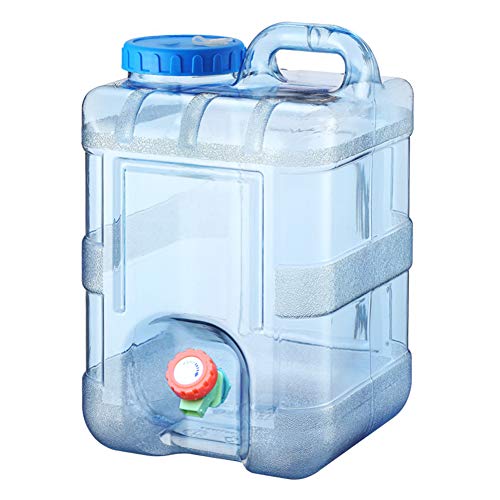 RUYI 10L water canister with tap and screw cap, camping water container BPA-free drinking water container, portable water tank with handle for RV picnic hiking, transparent blue