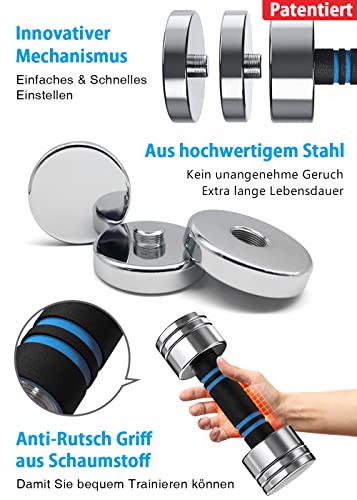 Steel Dumbbells - Ultra-compact Adjustable Dumbbells 2x5kg (2.5kg/3.5kg/4kg/5kg) with Foam Grip - Innovative Steel Dumbbell for Home Use (High Gloss Version 5kg×2)