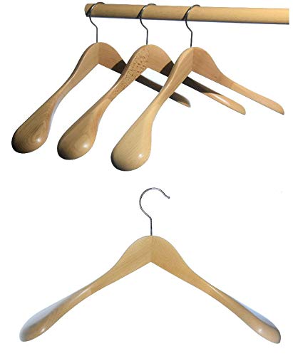 Hagspiel beechwood hangers, shoulder hangers, wooden hangers for wardrobe, Made in Austria (natural finish, exclusive beech 6.5 cm)