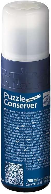 Ravensburger Puzzle Storage for puzzles with up to 1000 pieces, a combo of puzzle sorting tray & puzzle conserver - Clear puzzle glue to secure and display puzzles, 200 ml.