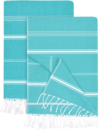 Utopia Towels 2-Pack Turkish Beach Towel Large 100x180 cm Sauna Towel made of 100% cotton absorbent and lightweight perfect for the beach and pool (Teal)