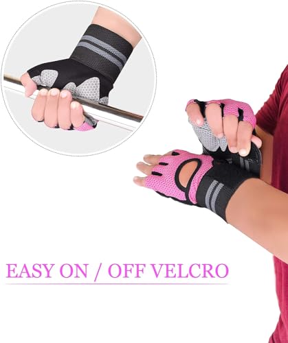 WESTWOOD FOX Cycling Gloves Half Finger Unisex Grips Bicycle Summer Riding MTB Bike Gloves Non-slip Fingerless Mountain Biking Men's Sports Hiking Gloves (Tender Grey, XL)