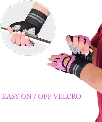 WESTWOOD FOX Cycling Gloves Half Finger Unisex Grips Bicycle Summer Riding MTB Bike Gloves Non-slip Fingerless Mountain Biking Men's Sports Hiking Gloves (Tender Grey, XL)