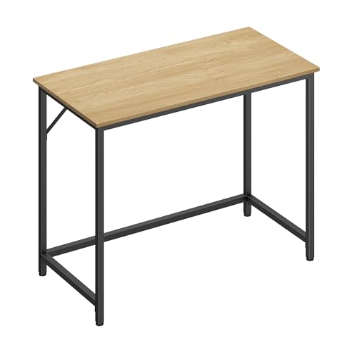 VASAGLE Desk, Small Computer Desk, Office Desk for Study, Bedroom, 50 x 100 x 76 cm, Modern Style, Metal Frame, Natural Oak-Black LWD041W70