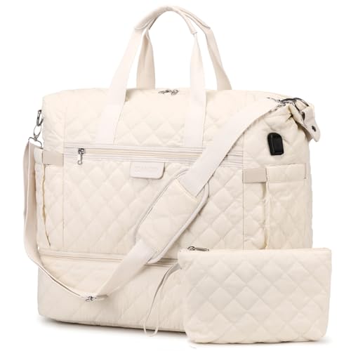 Suweir travel bag weekender for women large duffel bag for men carry-on bag hospital bag delivery with shoe compartment gym travel bag with toiletry bag & laptop compartment for trips, sports, fitness