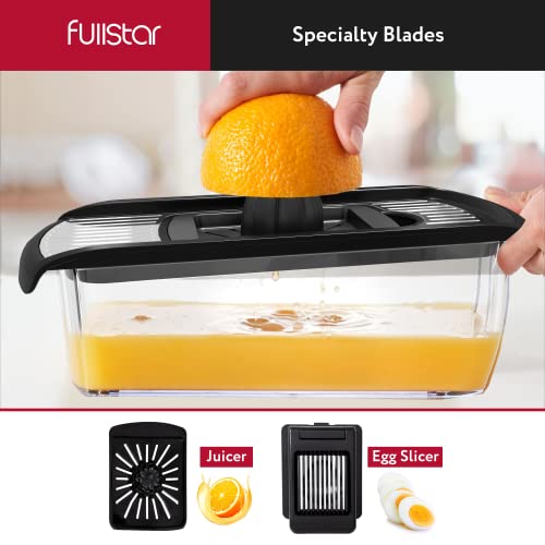 Fullstar vegetable slicer for kitchen, cheese grater, vegetable spiralizer, and vegetable slicer for cooking and meal prep. Includes kitchen tools, organizer, and safety glove.