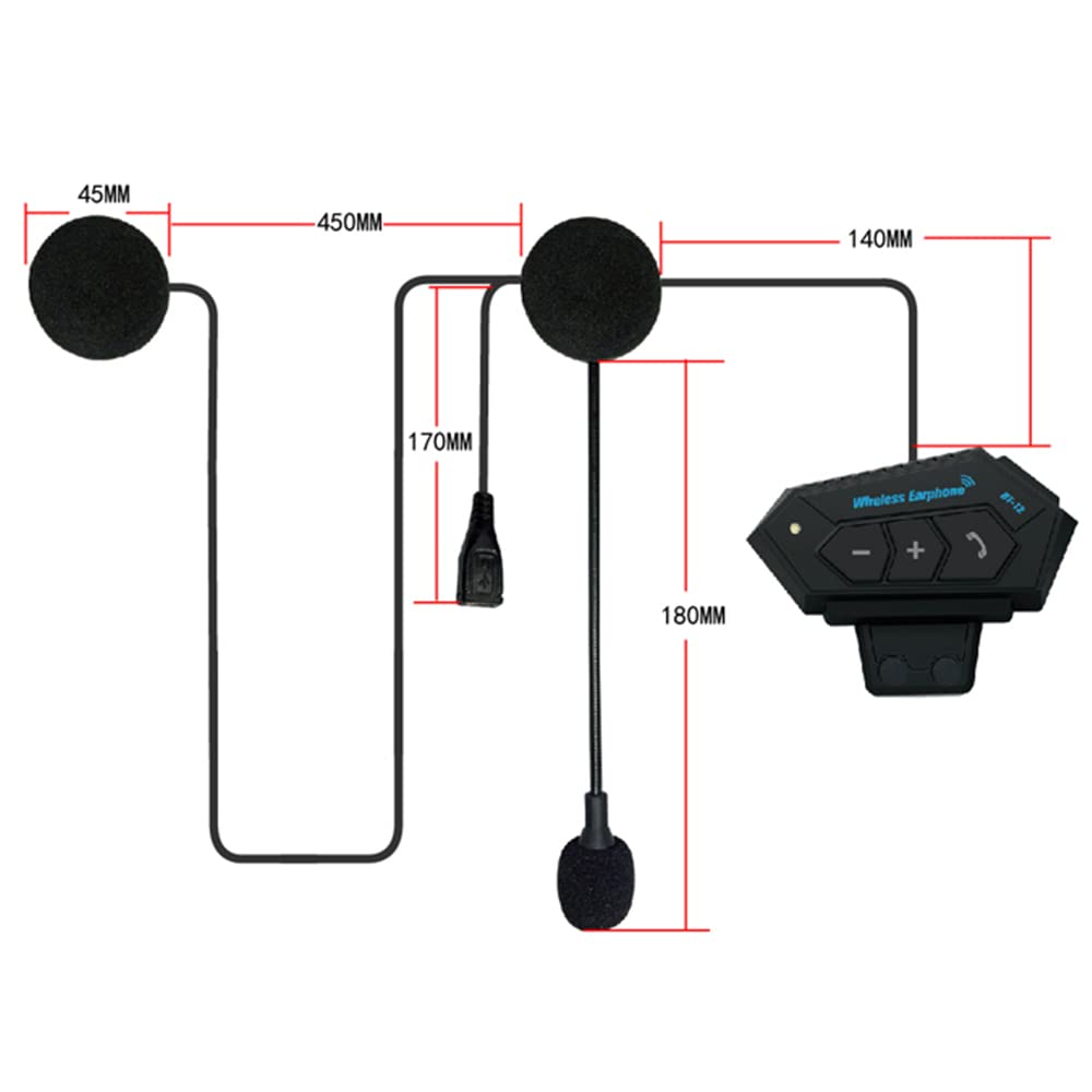 OBEST Motorcycle Bluetooth Headset, helmet headset with hands-free communication system and noise reduction for a variety of helmet mounted.