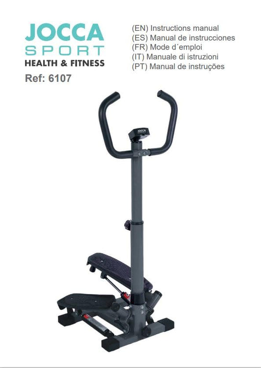 JOCCA Side Stepper with Support Bars, Home Trainer for Glutes Abdomen Legs, Digital Function Counter, Max Load 100 kg, Silver/Black
