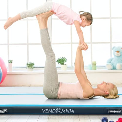 VENDOMNIA Airtrack Mat, inflatable gymnastics mat in 10/20cm height, available in 1/2/3/4/5/6/7/8m length, with electric pump & bag. Perfect for tumbling, training, fitness, sports, and yoga.