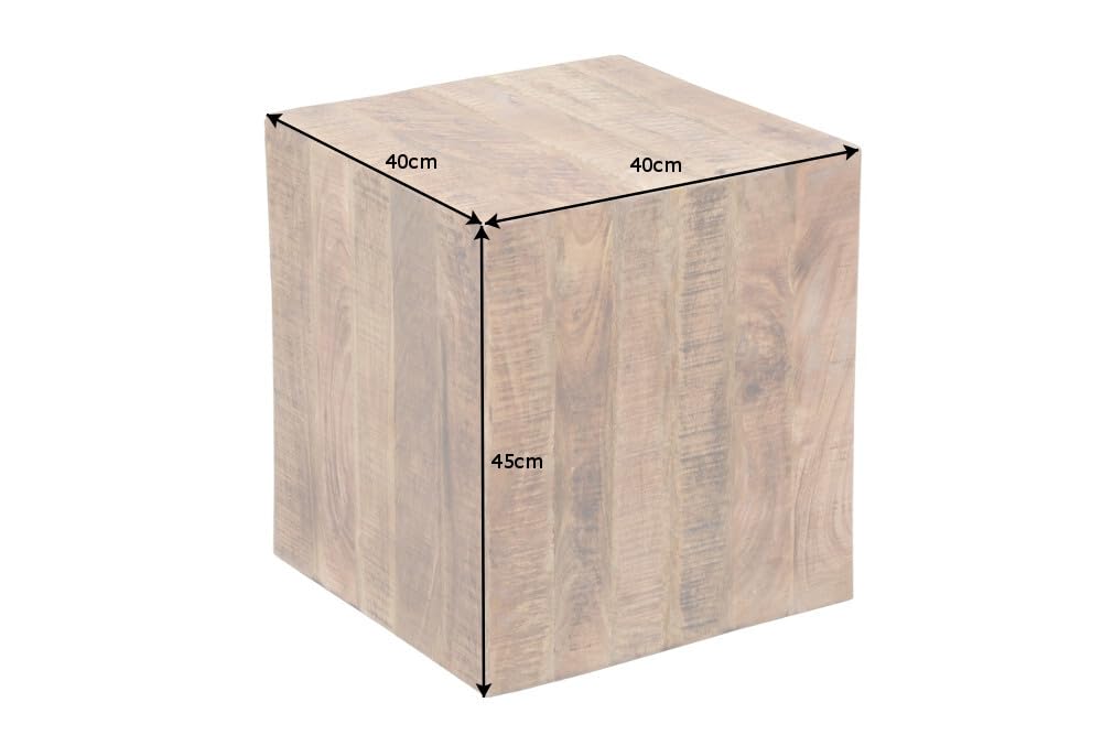 Invicta INTERIOR Solid design side table Factory 40cm mango wood flamed on casters stool wood stool