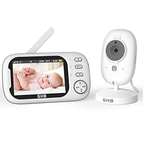 GHB Baby Monitor with Camera 3.5 Inch Video Baby Monitor with VOX Mode Night Vision Two-Way Talk Lullabies.