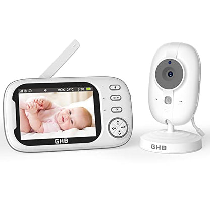 GHB Baby Monitor with Camera 3.5 Inch Video Baby Monitor with VOX Mode Night Vision Two-Way Talk Lullabies.