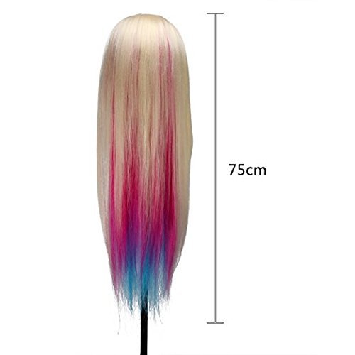 TopDirect 75cm/29.5 inch Training Heads for Hairdressers Practice Head Salon Mannequin Head 100% Synthetic Hair with Table Clamp + Hair Styling Braid Set