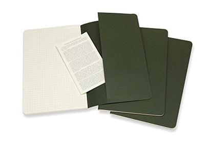 Moleskine Cahier Large, A5, 3 pack, Checkered, Cardboard cover, Myrtle Green