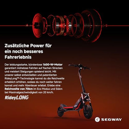 Segway ZT3 Pro D, street-legal E-Scooter, 70km Eco range, 56km range at 20km/h, full suspension, 120kg weight capacity, 25% incline, Apple FindMy, off-road tires, waterproof, Ninebot.
