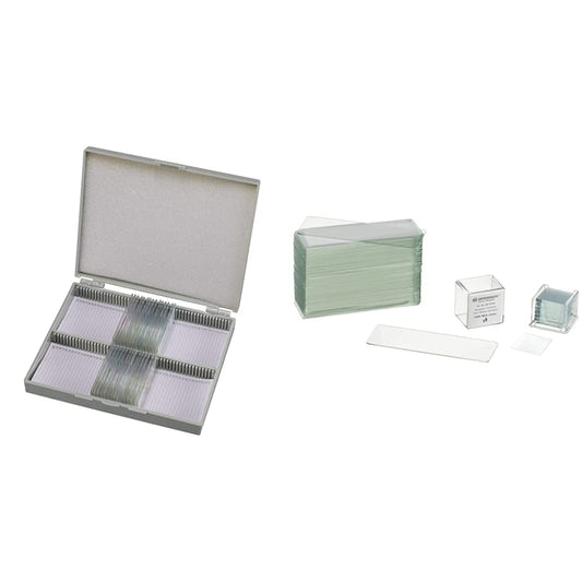 Bresser permanent microscope slides (set of 50) & microscope slides/coverslips (50x/100x)