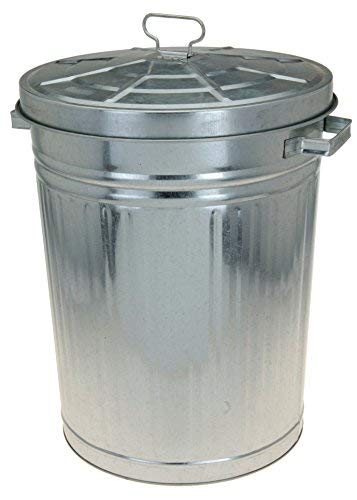 Spetebo Zinc Waste Bin with Lid - 55 liters - XXL Trash Can for Outdoors - Zinc Bucket Outdoor Trash Can Bin