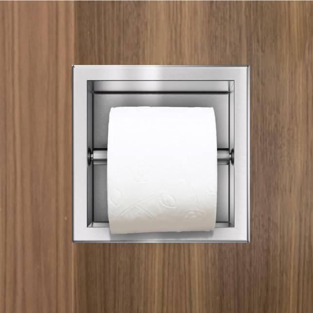 Balneo stainless steel toilet paper holder, 17.3x17.3x8.6 cm, recessed installation, paper dispenser toilet paper holder for bathroom, wall-mounted installation Wall-Box Paper 1 INOX