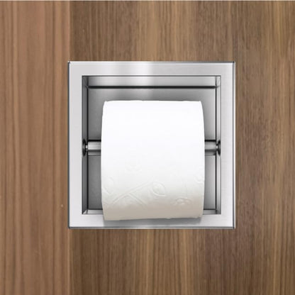 Balneo stainless steel toilet paper holder, 17.3x17.3x8.6 cm, recessed installation, paper dispenser toilet paper holder for bathroom, wall-mounted installation Wall-Box Paper 1 INOX