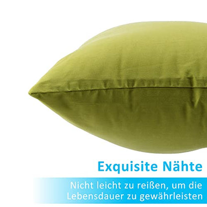 ATsense 2-pack pillowcases 40x80 cm - 100% cotton, Green Pillowcase Soft and Hypoallergenic, ÖkoTex Certified, Pillow cover with zipper suitable for allergy sufferers