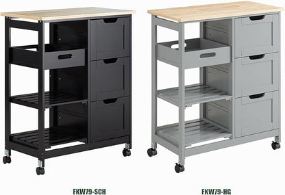 SoBuy serving cart with wheels - kitchen trolley with 2 removable trays and 1 tray - side cart trolley for kitchen, living room, dining room - white, 68x85x38 cm, up to 50 kg, MDF, FKW79-W