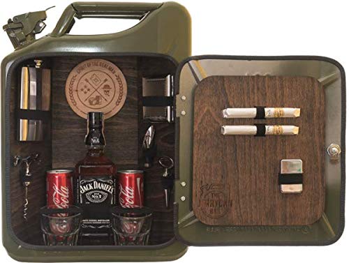 The men's bar for real men - canister as a men's gift/men's handbag with plenty of accessories like a hip flask, and more. *Jerry Can* | Birthday gift | Father's Day gift
