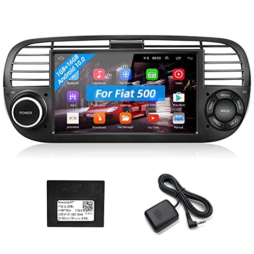 Android car stereo for FIAT 500 2007-2015 with navigation, Podofo 7 inch car radio Bluetooth with touch screen display/GPS/WiFi/RDS/FM/steering wheel control/Mirror Link for Android/IOS + Canbus