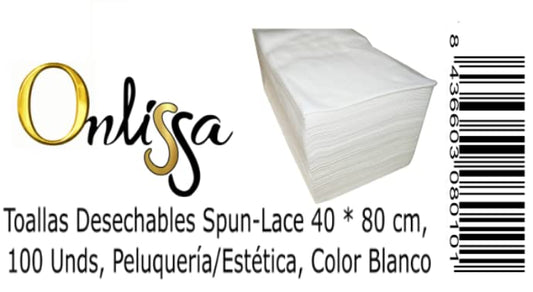 Disposable towels, made of spunlace nonwoven fabric, 40 x 80 cm, 100 pieces, for hairdresser, beauty salon, white.