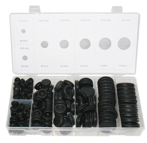 180 x Large rubber plugs closed design sheet metal closure plugs body plugs plastic plugs blind plugs made of NBR (in storage box/assortment box)