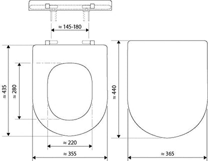 aquaSu® toilet seat with automatic closing mechanism Cubeno in D-shape, white, antibacterial Duroplast toilet seat removable, toilet seat with stainless steel hinges, toilet lid sandwich shape overlapping, 40330 6